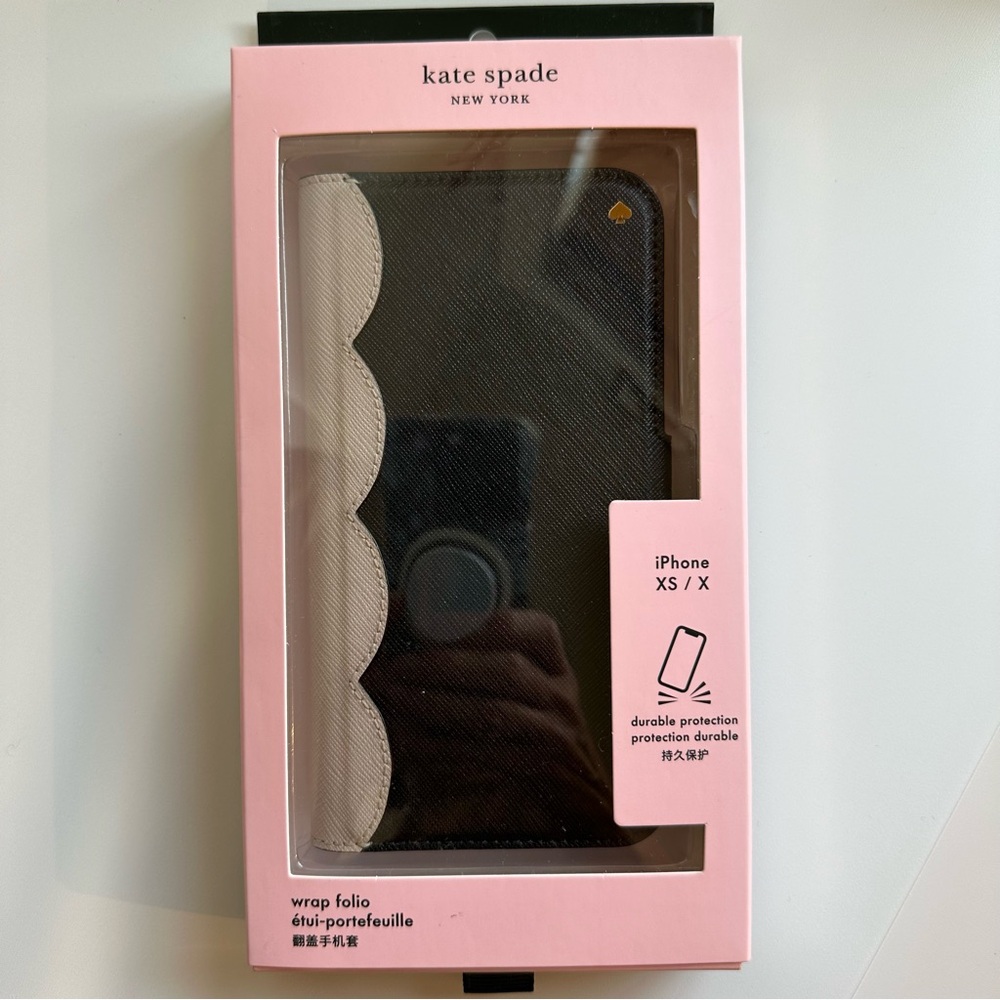 KATE SPADE LEATHER SCALLOP COLOR BLOCK WRAP FOLIO for iPHONE X/XS